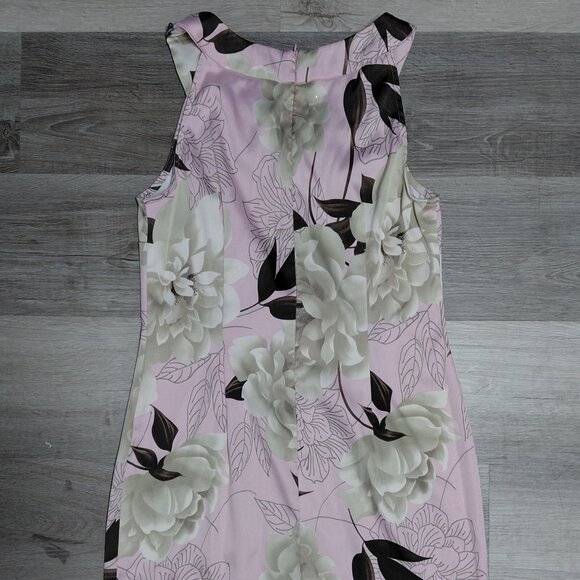 A-line Short Sundress-Large White Roses-Pink Silver Beaded High Halter Neckline - Picture 2 of 8